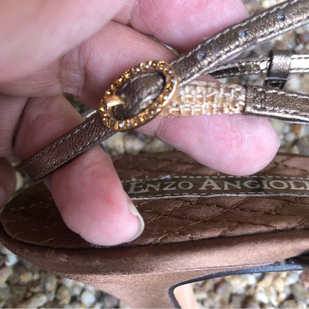 Enzo Angiolini Bronze Jeweled Special Occassion Sandals in BronzeSize 8 1/2M